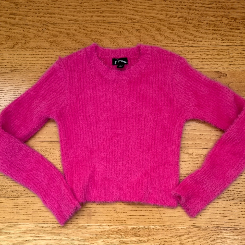 Art Class Vibrant Pink Fuzzy Sweater